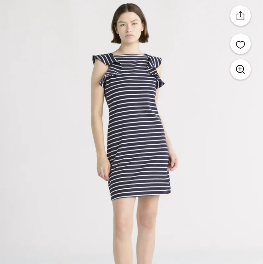 Elegant Flutter Sleeve Navy Striped Mini Dress